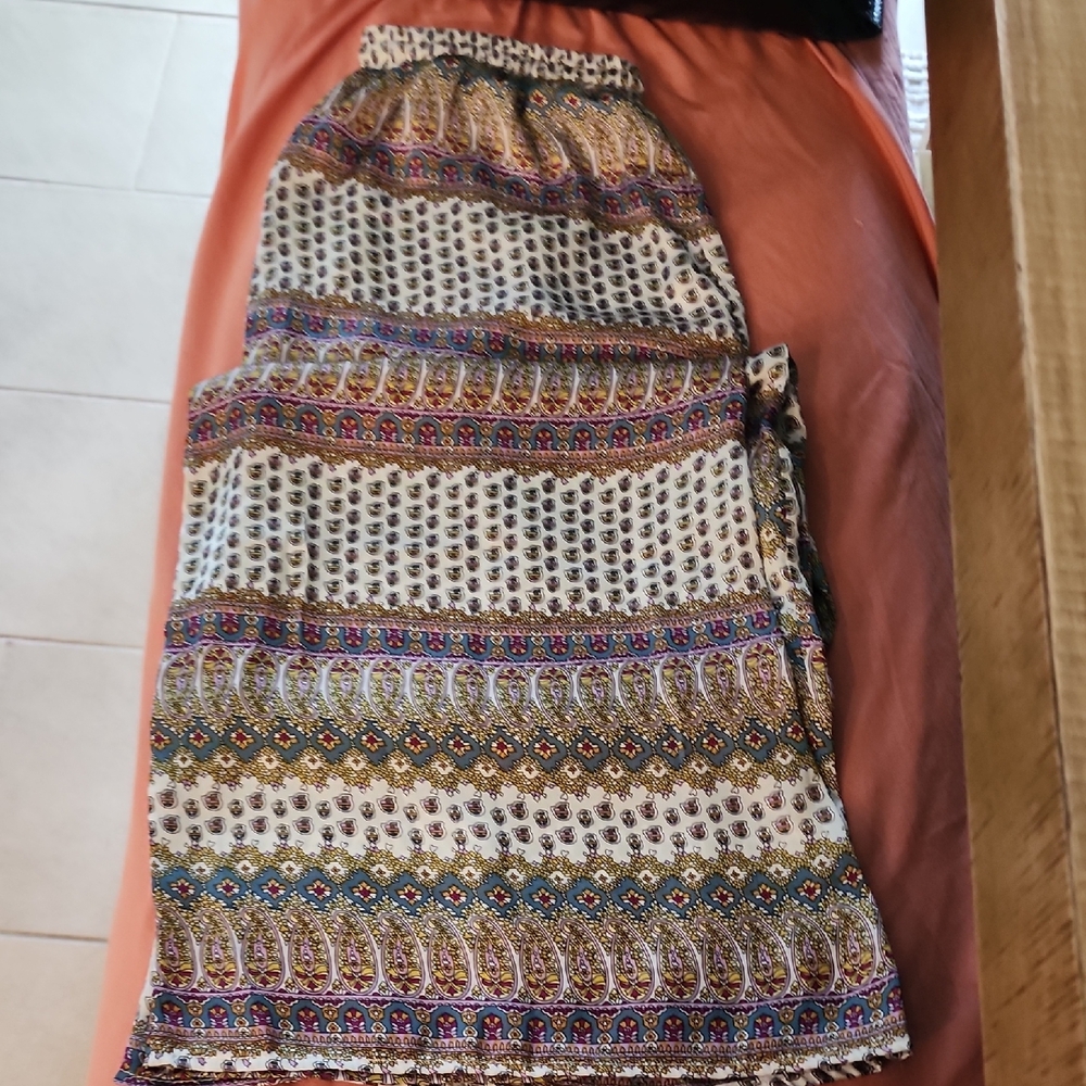 Bohemian Patterned Pants Wide Leg